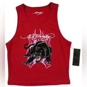 Ed Hardy Red Tank Top with Panther Graphic